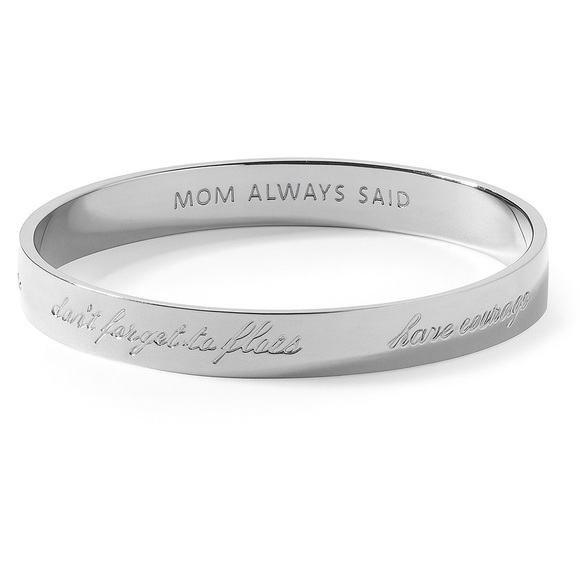 Kate Spade Mom Always Said Silver Bangle Bracelet RARE - Picture 1 of 12